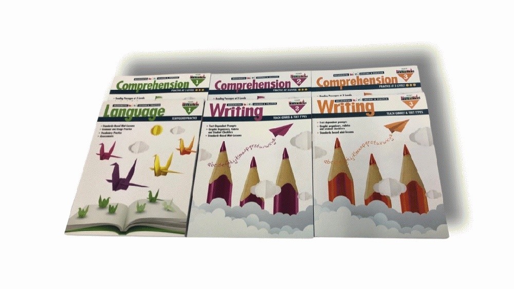 Lot of 6 Workbooks Grades 1,2,3 English Writing Comprehension Language