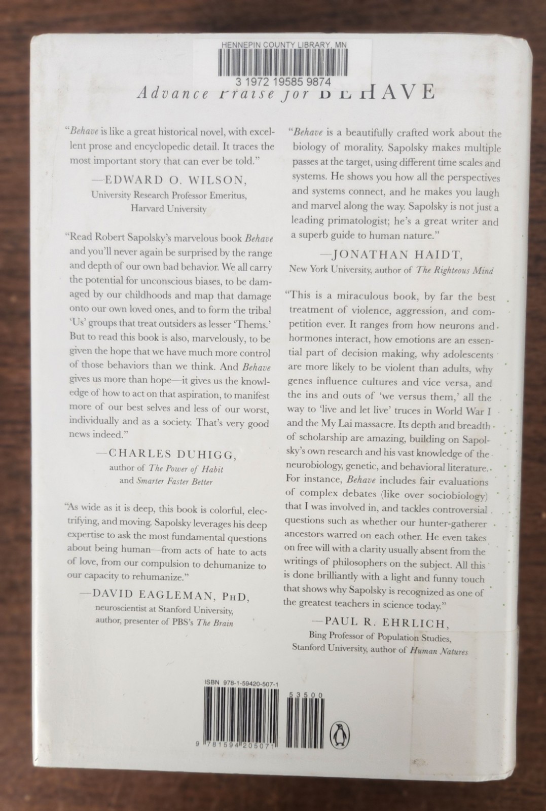 Behave : The Biology of Humans at Our Best and Worst by Robert M. Sapolsky…