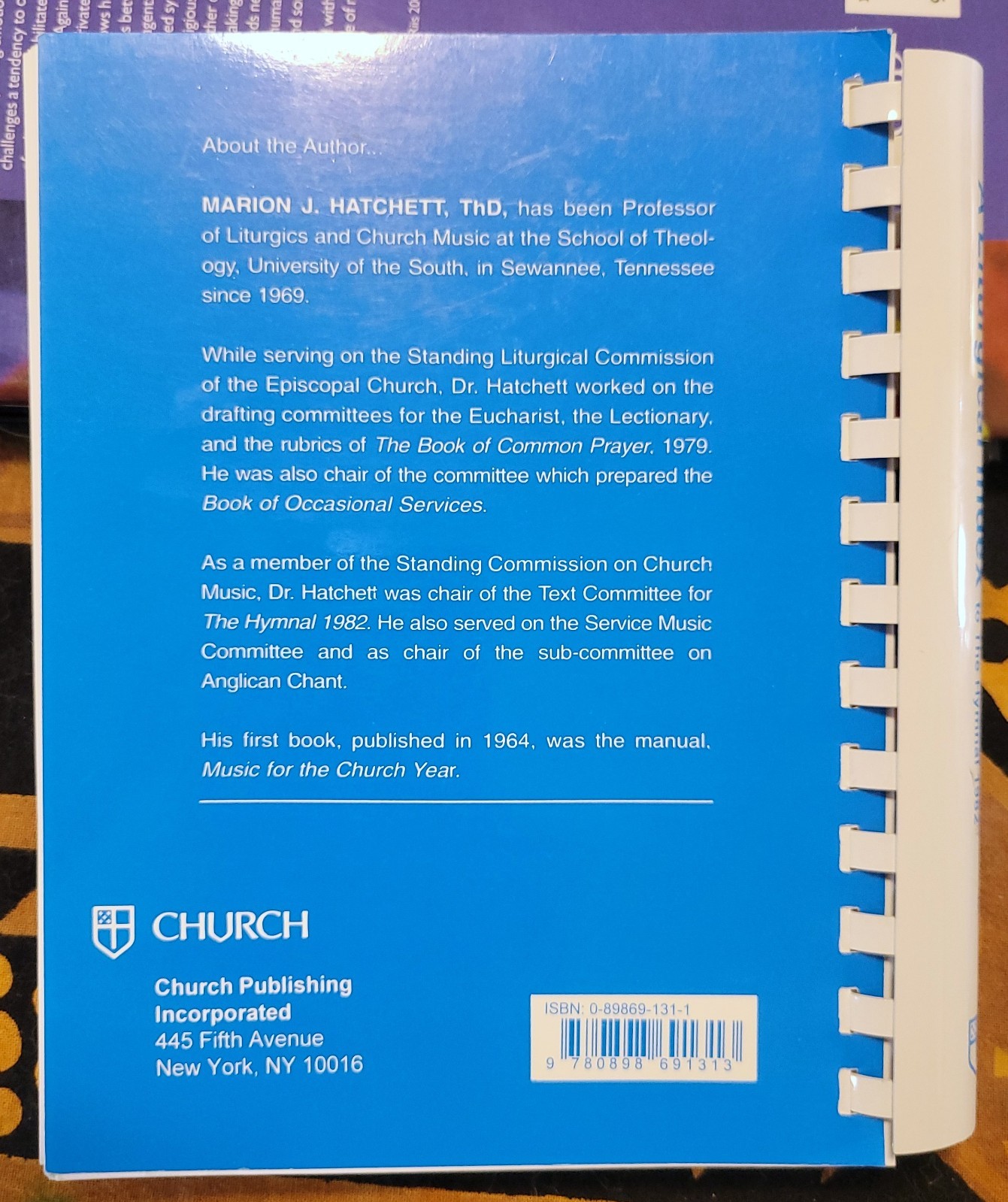 LITURGICAL INDEX TO THE HYMNAL 1982 Paperback Spiral Marion J. Hatchett UNREAD