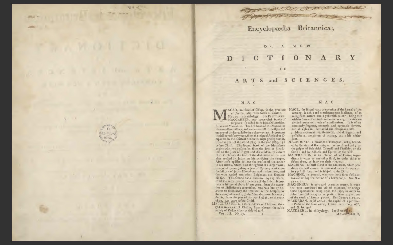 ENCYCLOPEDIA BRITANNICA 1771 FIRST 1ST EDITION (ALL 3 Volumes) E-Book Set on CD