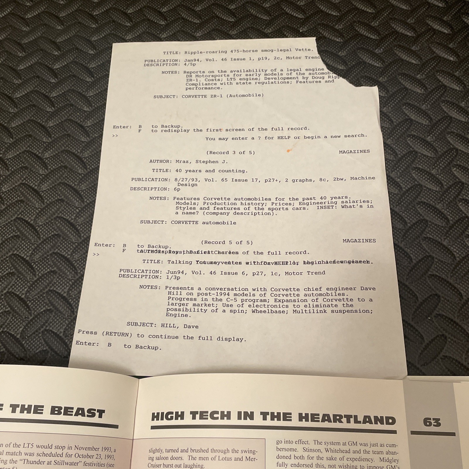 The Heart of the Beast History of the LT5 V8 & ZR-1 Corvette by Anthony Young HC
