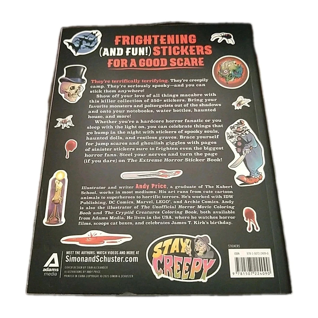 The Extreme Horror Sticker Book: 250+ Stickers Paperback -New. Ships Free