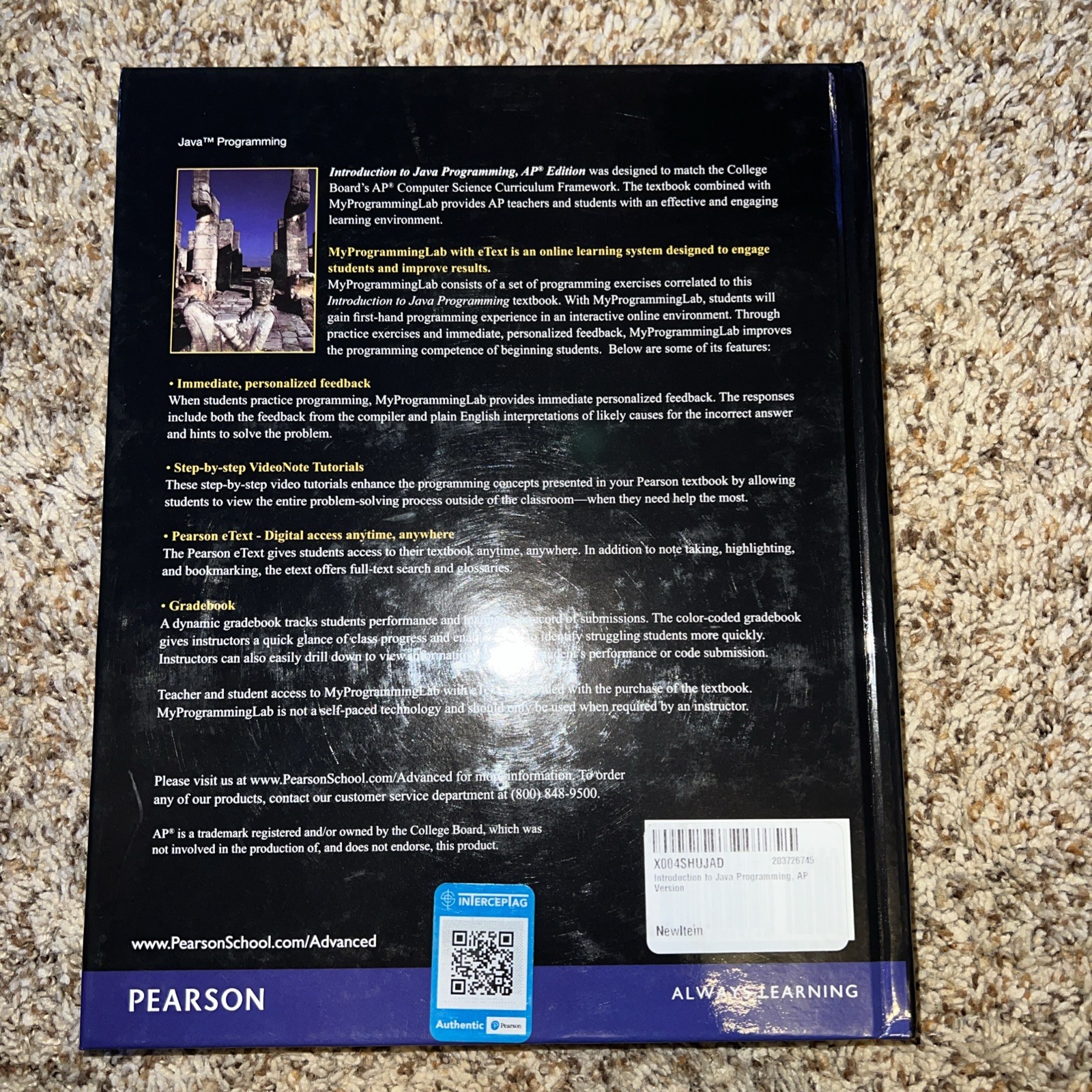 Introduction to Java Programming, AP Version Hardcover Y Liang