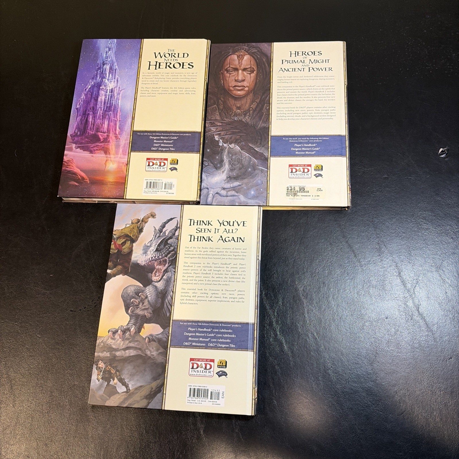 D&D 4e Player’s Handbook 1 2 3 Lot Core Rulebooks Wizards of the Coast 4th Ed