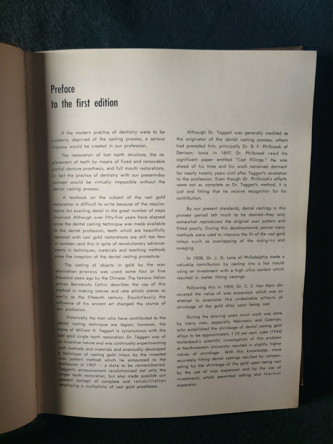 An Atlas of Cast Gold Procedures 1969 Revision Operative Atlas II Dentistry
