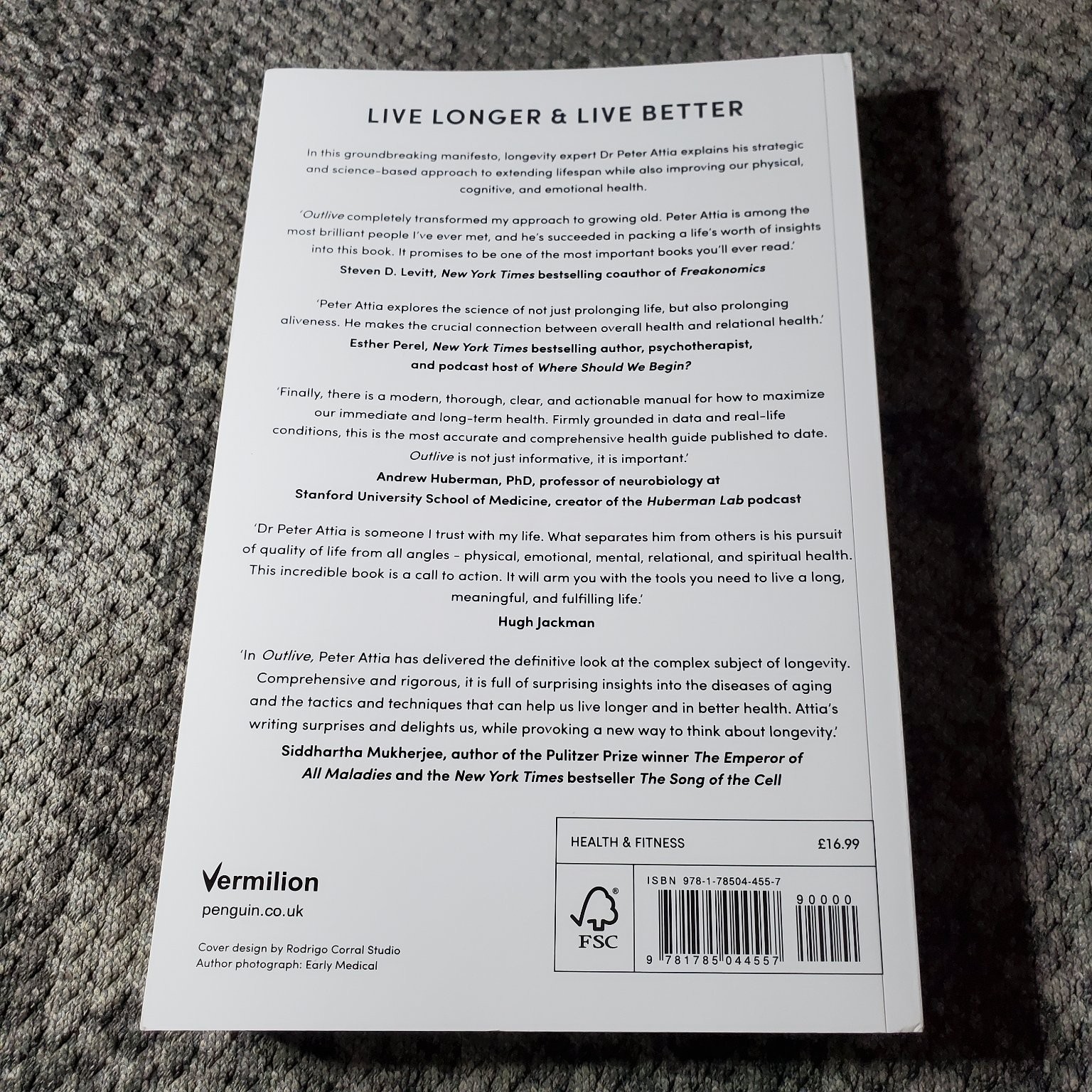 Outlive Dr Peter Attia 2023 Longevity Health Fitness Trade Paperback Vermilion