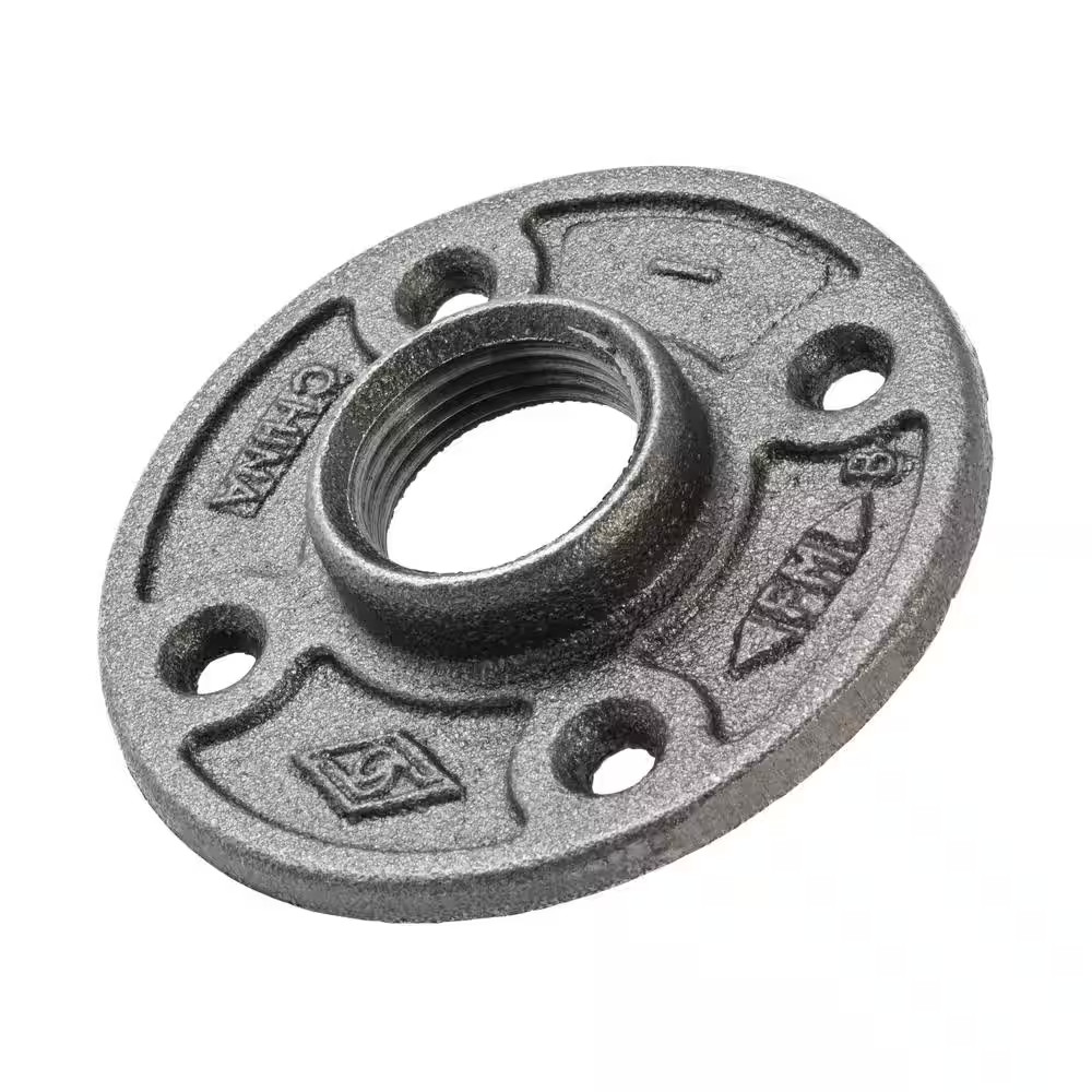 1 In. Black Malleable Iron Threaded Floor Flange