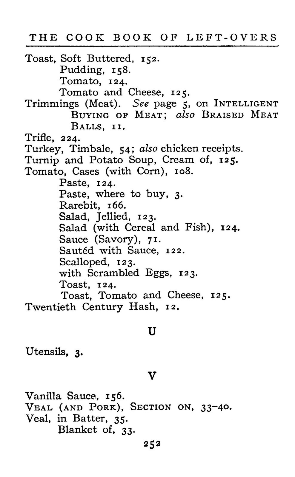 1911 The Cook Book Of Left Overs 252 Pages