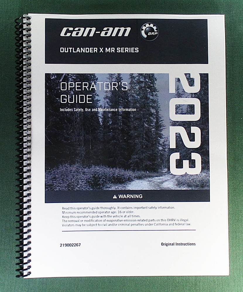 2023 Can-Am Outlander 1000R DPS Owner’s Manual: 274 Pages & Protective Covers