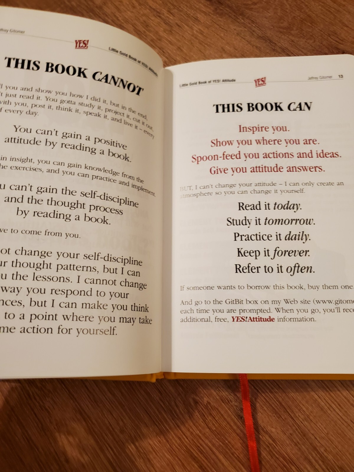 Jeffrey Gitomer Little Gold Book of Yes Attitude Hardcover Success Motivation