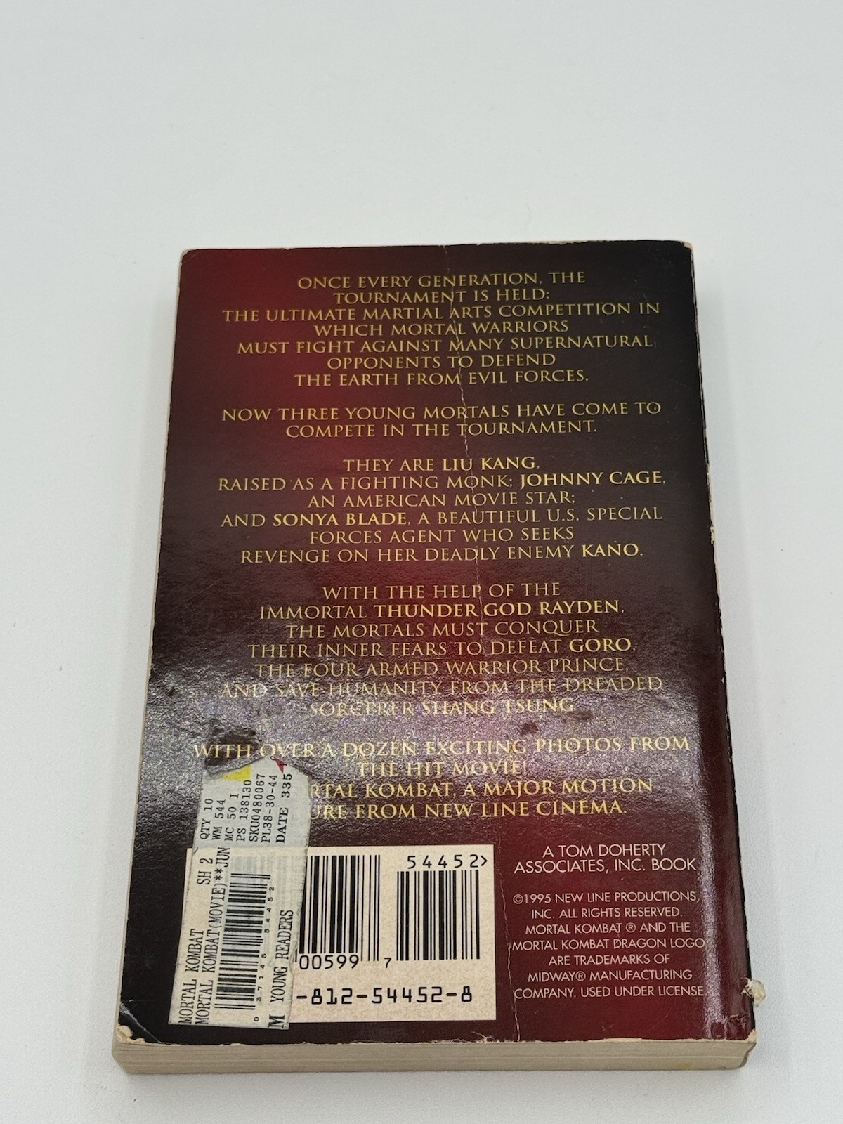 Mortal Kombat Movie Novel Martin Delrio 1995 Paperback New Line Cinema Tie-In