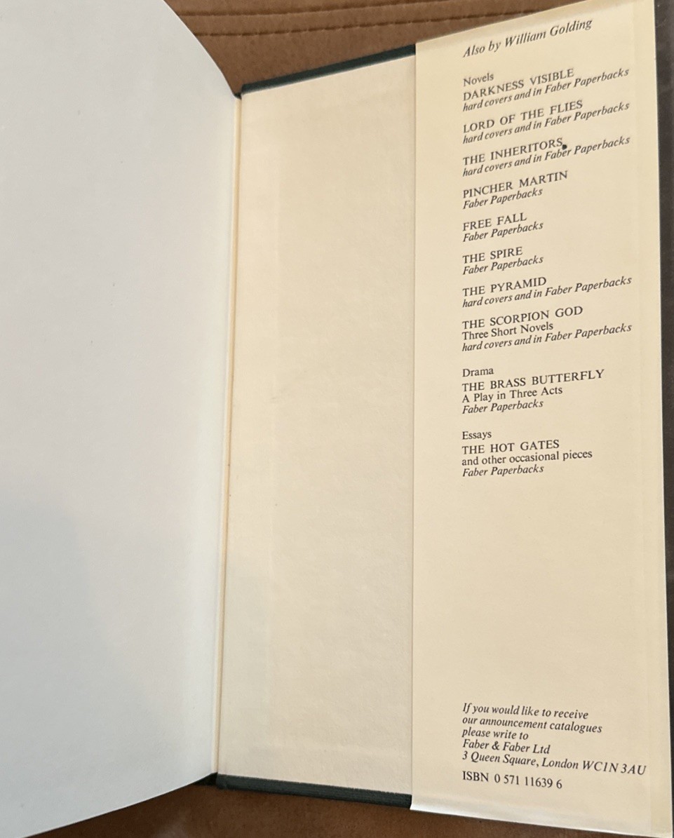 Rites of Passage by William Golding 1980 HC DJ book novel