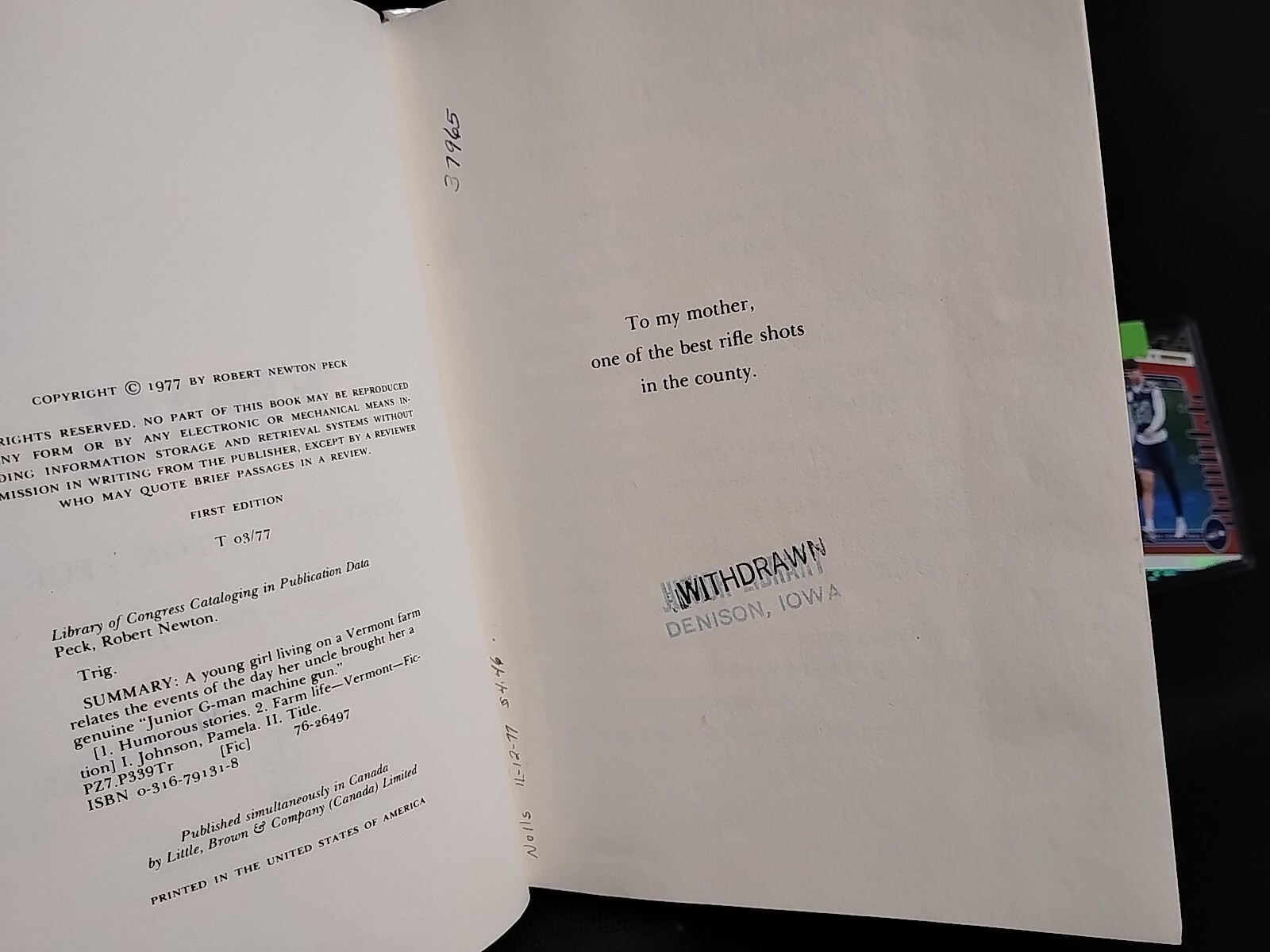 Trig by Robert Newton Peck Hardcover Book 1977 first edition 58 pages