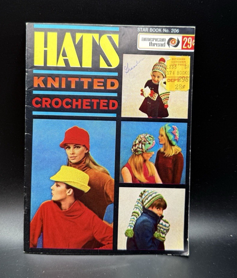 Vintage Begin to Knit & Hats Knitted Crocheted Booklet American Thread Co