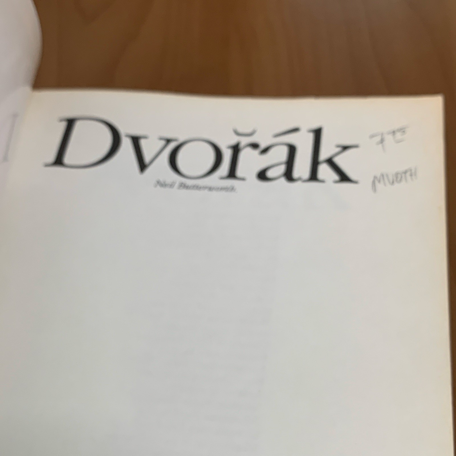 Dvorak by Neil Butterworth 1998 Trade Paperback Illustrated Omnibus Press
