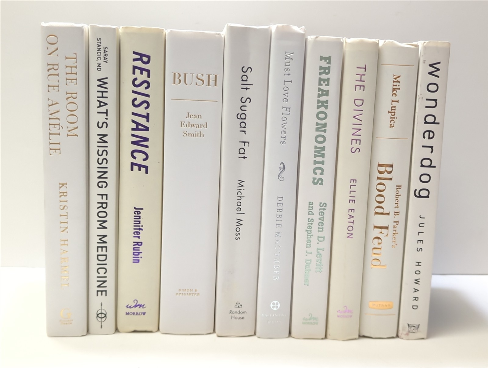 Random Lot of 10 WHITE Staging, Decor, Prop, Beautiful HC books-lettering varies