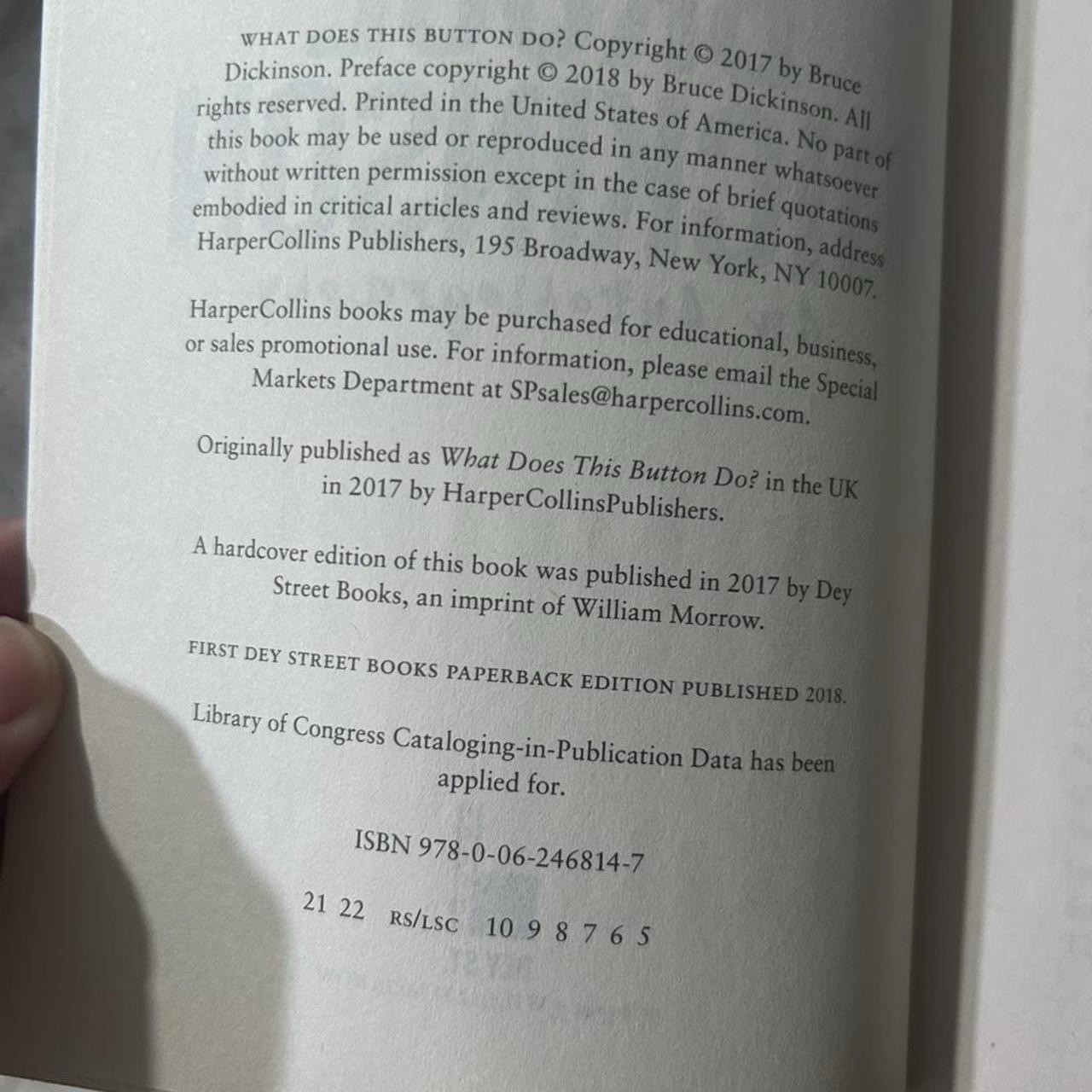 What Does This Button Do? : An Autobiography by Bruce Dickinson (2018 Paperback)