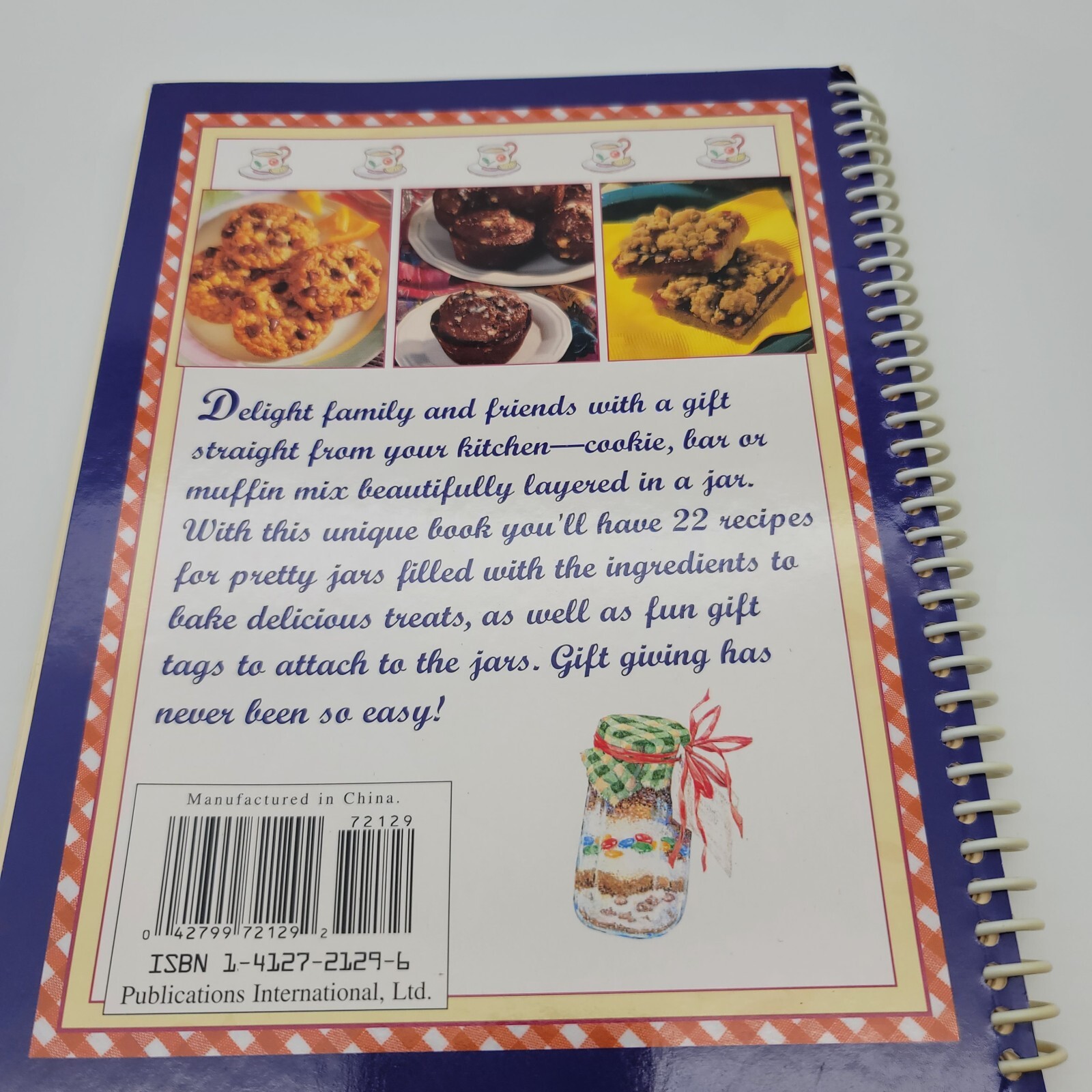 Gifts from a Jar Cookies & Muffins Spiral Bound w/Raffia Fabric & Recipe Cards