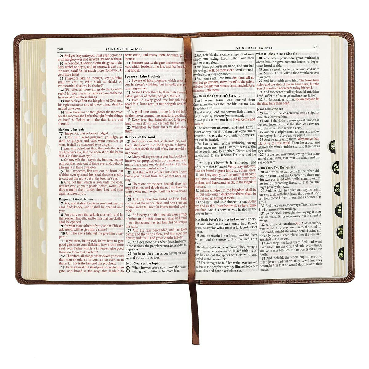 The Holy Bible Kings James Version Bible Thumb Indexed Red Letter / Brown