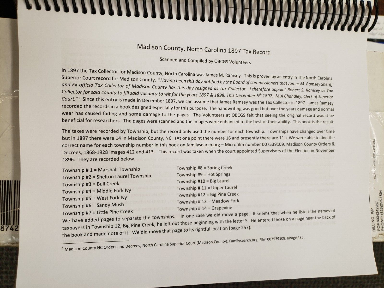 Madison County, North Carolina 1897 TAX RECORDS 2023 Genealogy Book, 297 pages