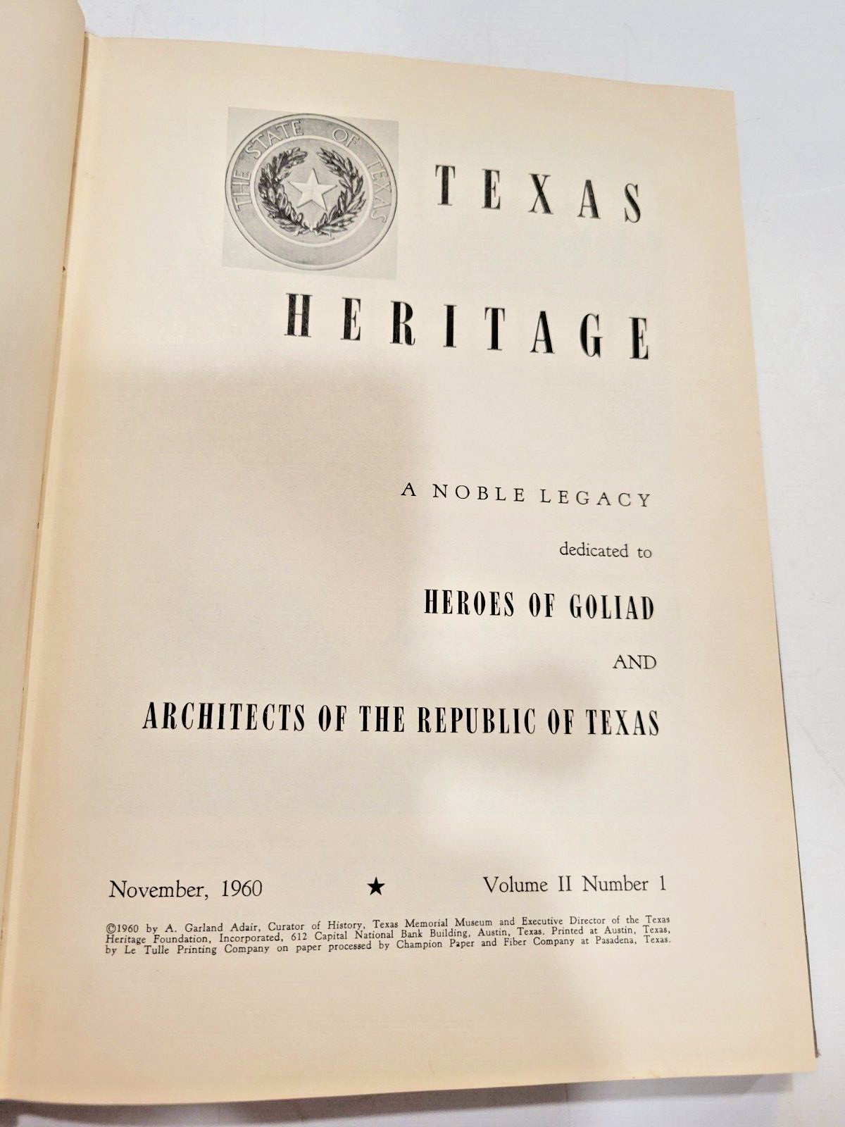 Texas Heritage Vol 1 No. 2, Vol 11 No 1, Vol 111 No 1, 1960 & 1959 HC Signed