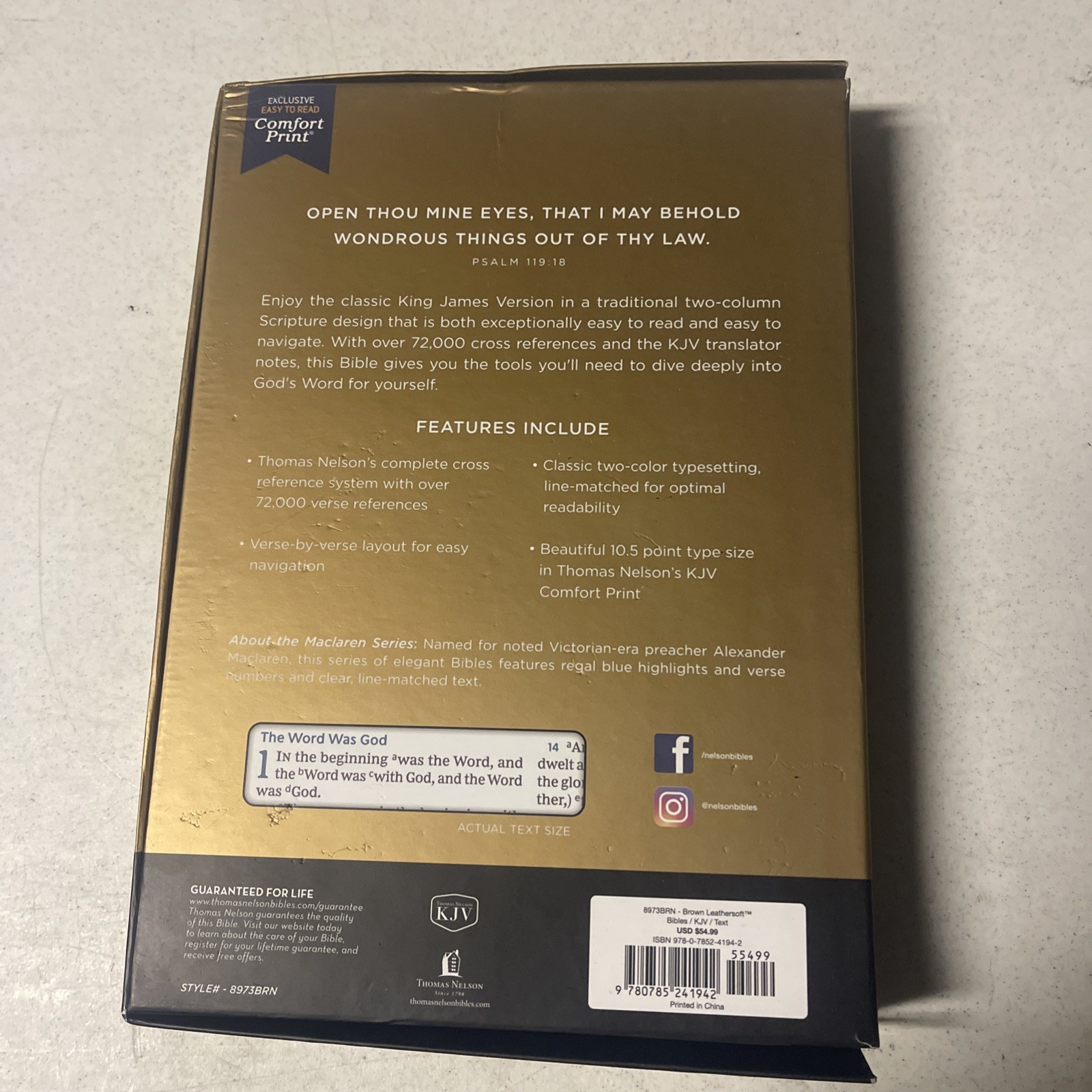 KJV Large Print Verse-By-verse Ref Bible, Maclaren Series, Brown Leathersoft