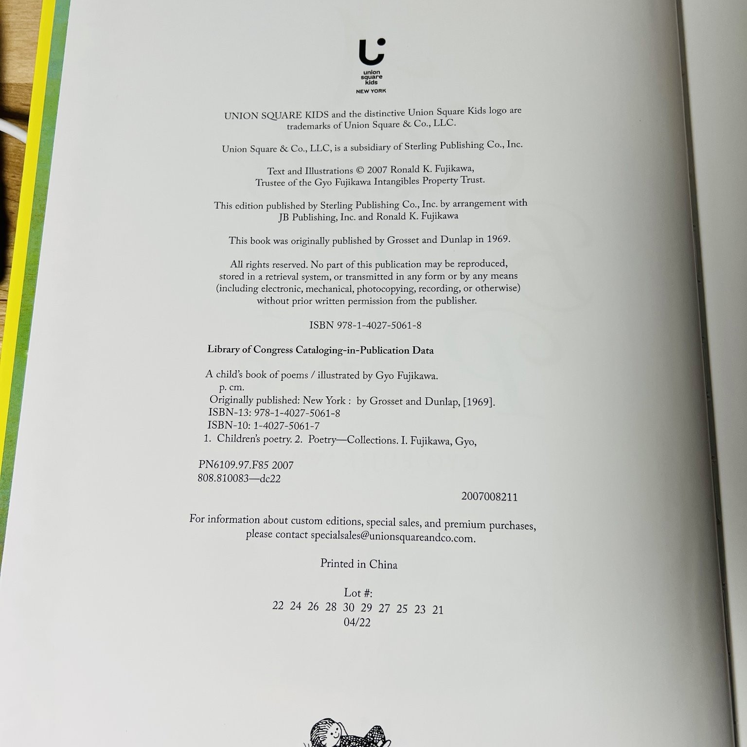 A Child’s Book of Poems Gyo Fujikawa 2007 Illustrated Poetry Union Square Kids