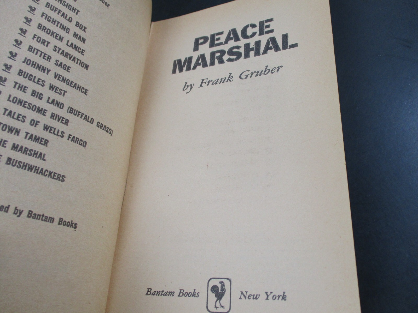 PEACE MARSHAL by Frank Gruber Bantam Books 2nd Printing 1963 Paperback PB