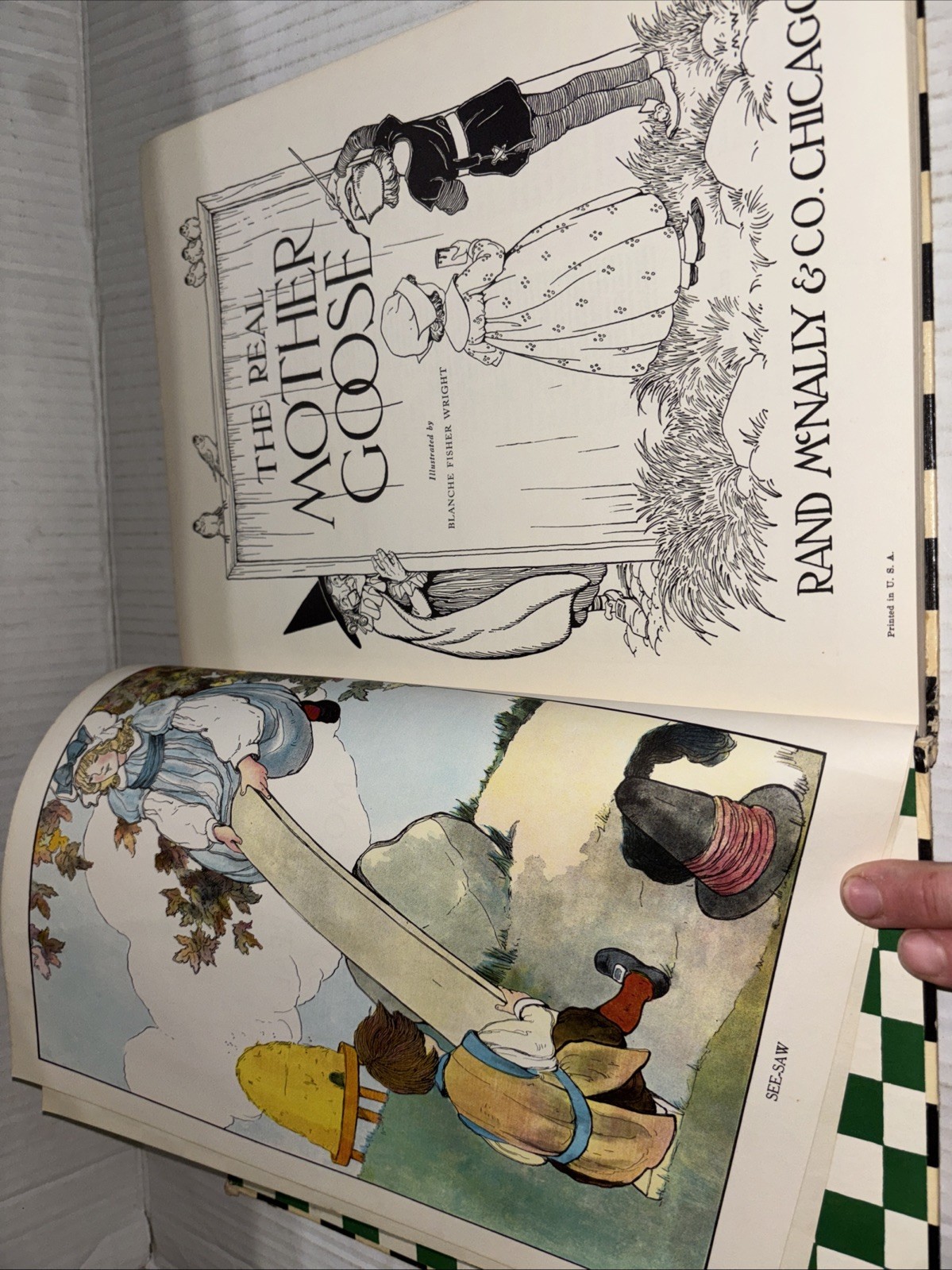 Vintage 1966 The Real Mother Goose Hardcover Nursery Rhymes Book 12×9.25″