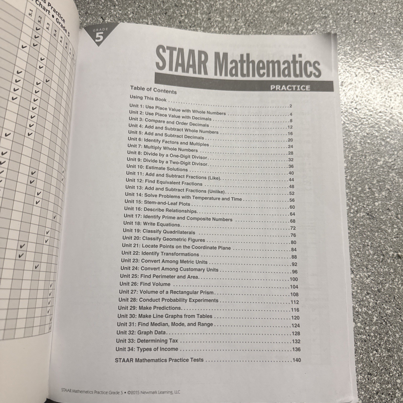 Staar Mathematics Practice Grade 5- Newmark Learning