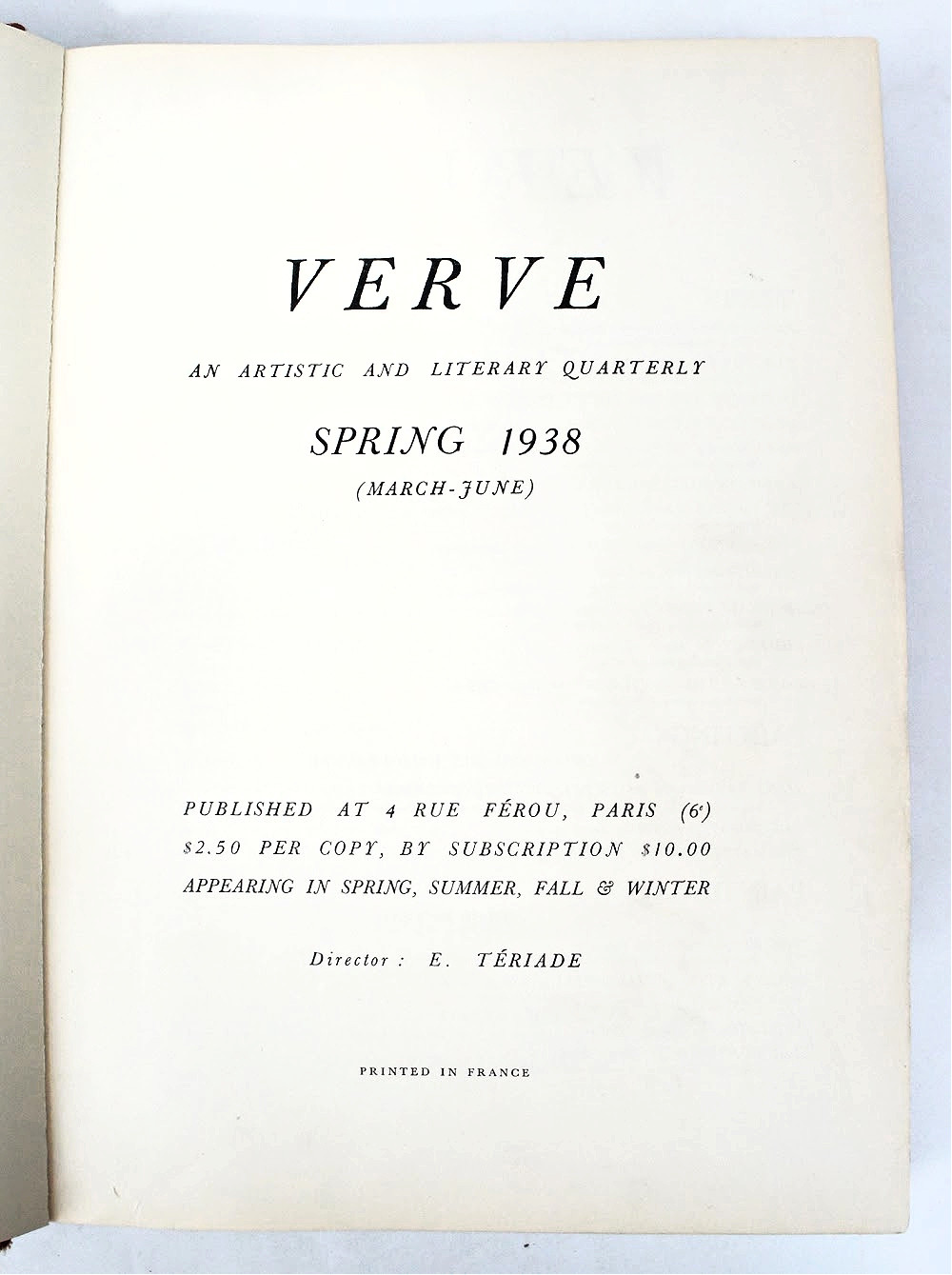 Verve: An Artistic and Literary Quarterly (Three Issues Bound as One)