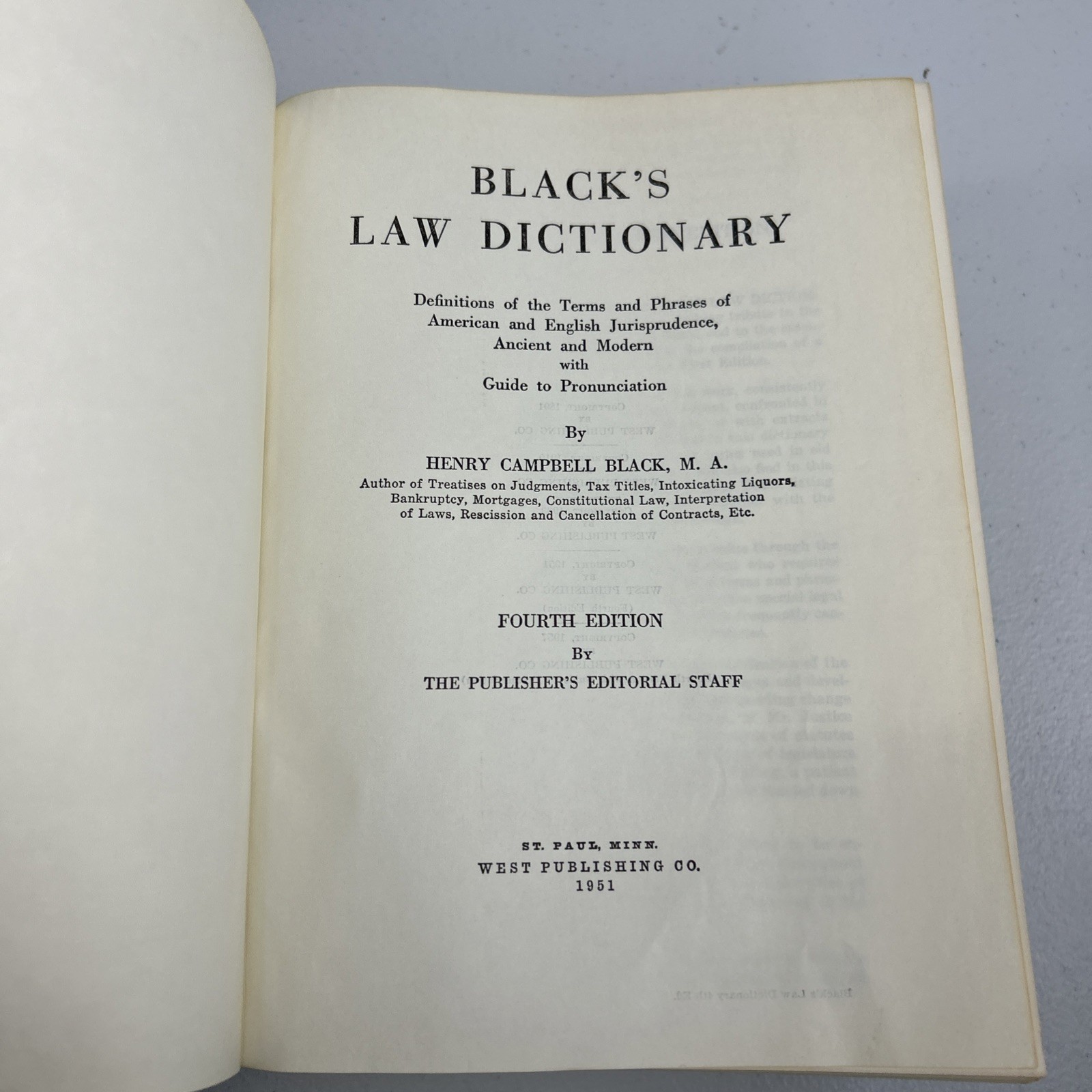 Black’s Law Dictionary De Luxe 4th Edition 1957 Guide Pronunciation Henry Black