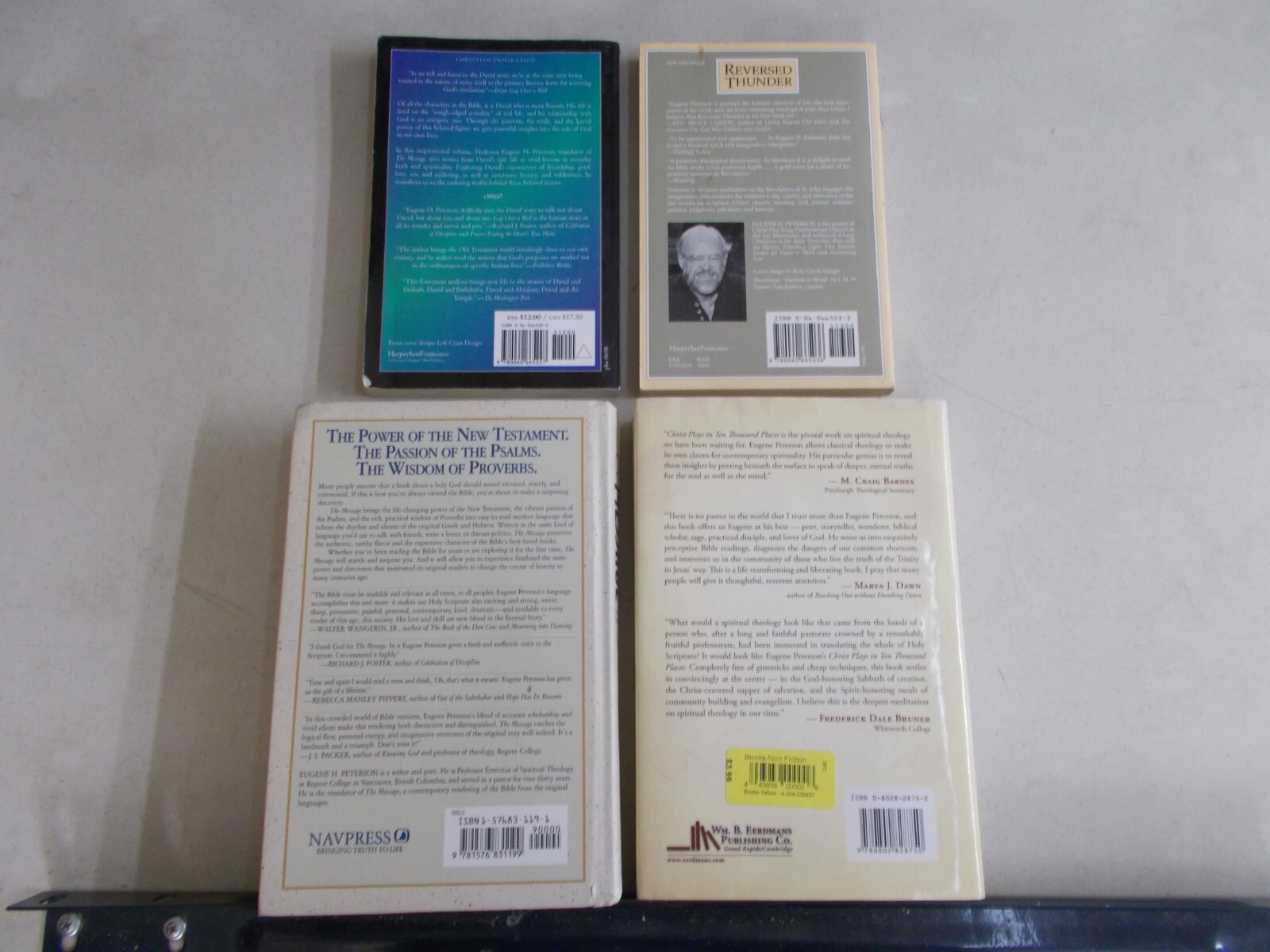 4 EUGENE H PETERSON # MIXED LOT HC & TRADE PB THUNDER MESSAGE CHRIST LEAP OVER