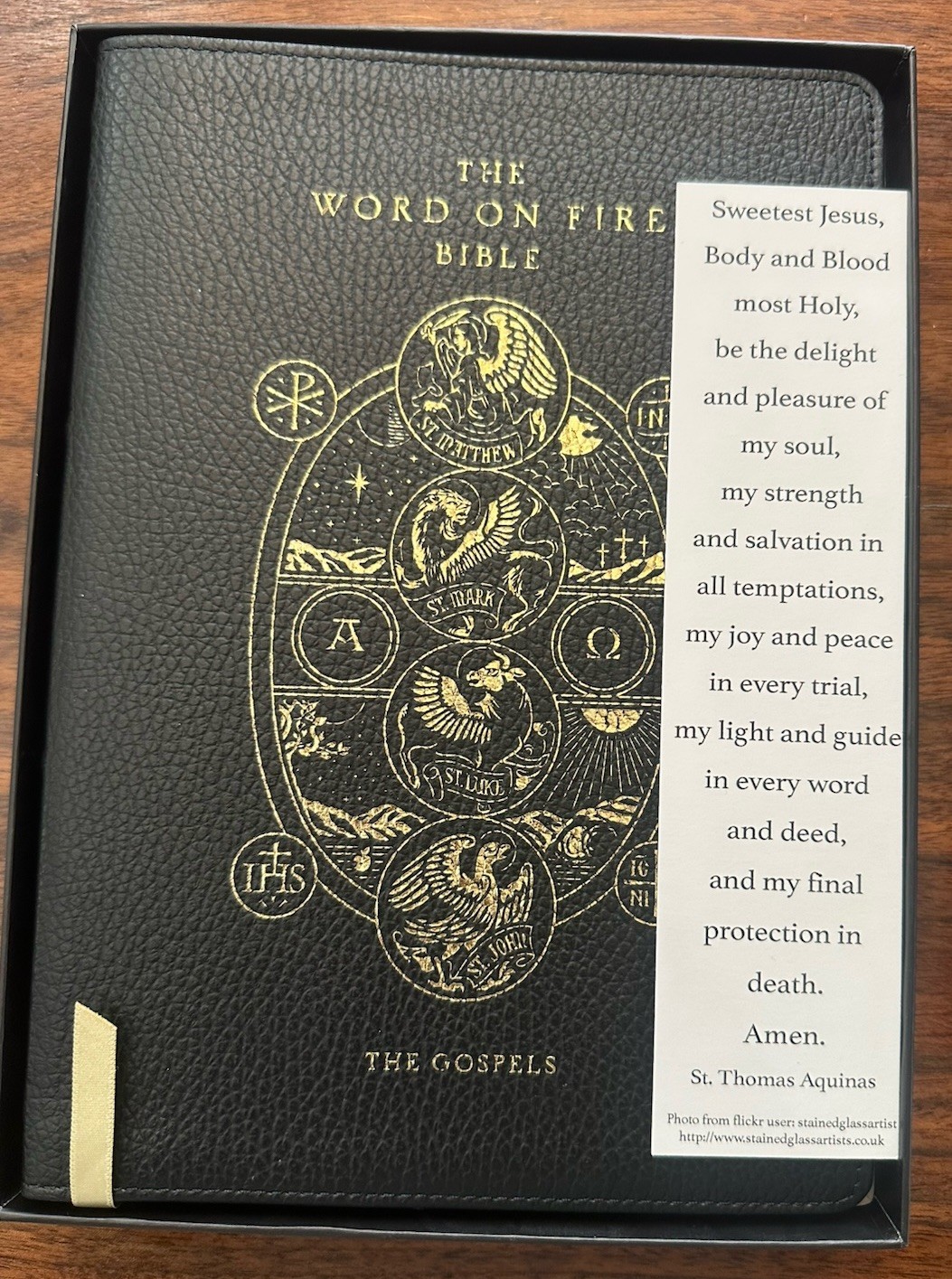 Word on Fire Bible Volume 1 The Gospels Leather Binding Bookmark Gold Gilt