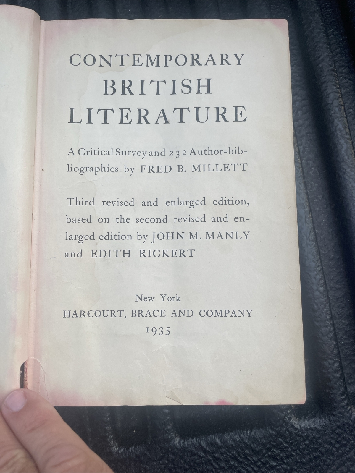 Contemporary British Literature Fred Millett John M. Manly Edith Rickert 1935