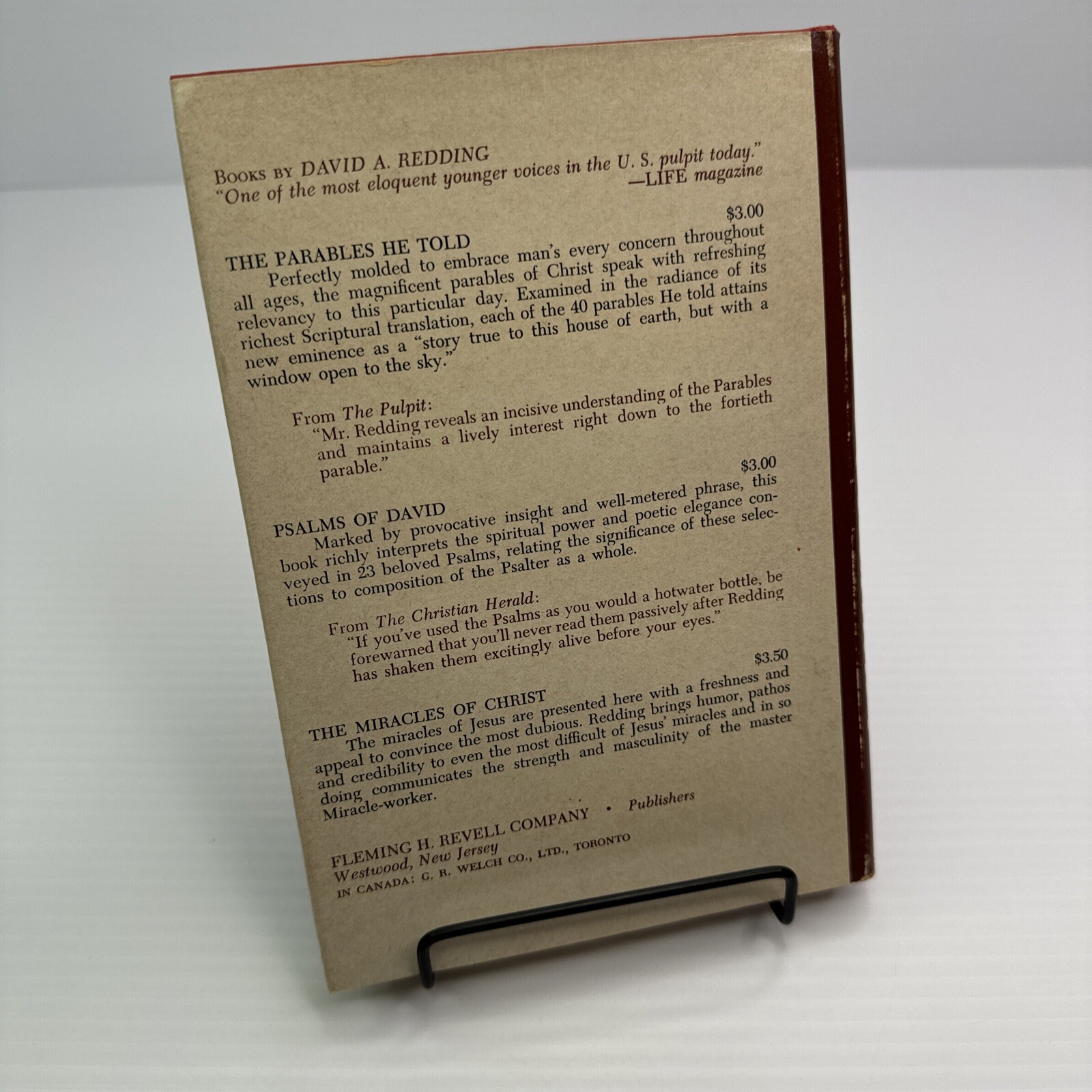 The Miracles of Christ David A. Redding Fleming H. Revell Company 1964 HC