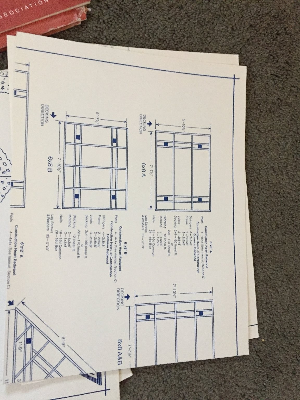 Deck Building Plans Manuals DIY Redwood Outdoor Design Construction Lot