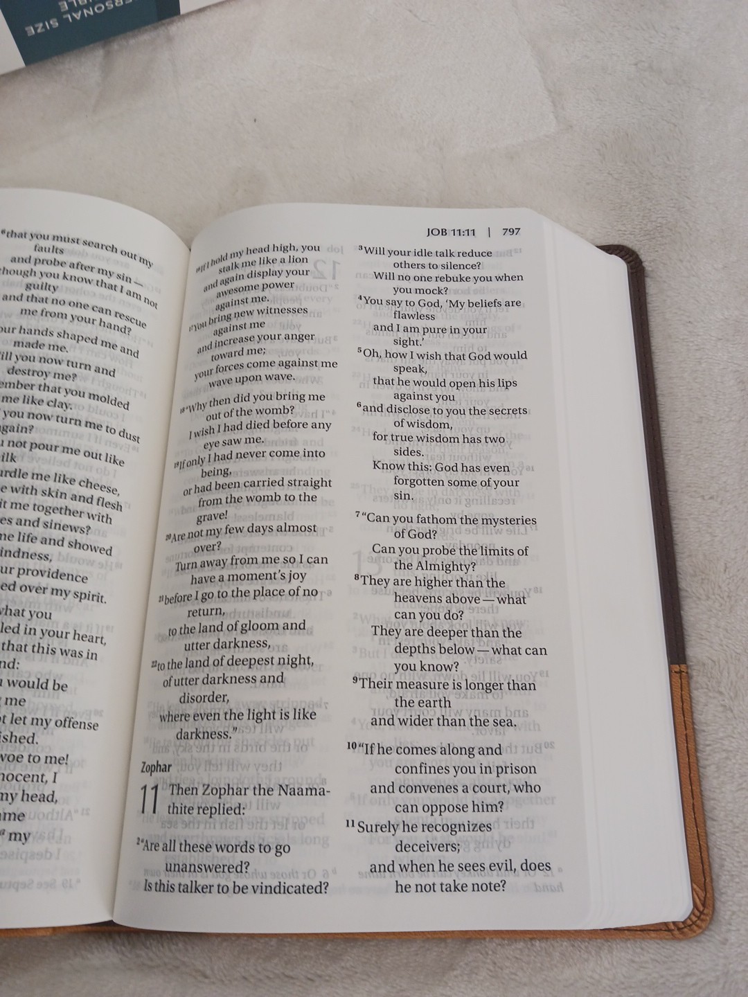 NIV Bible Large Print Lays Flat DuoTone Chocolate/Amber Leathersoft Brand New