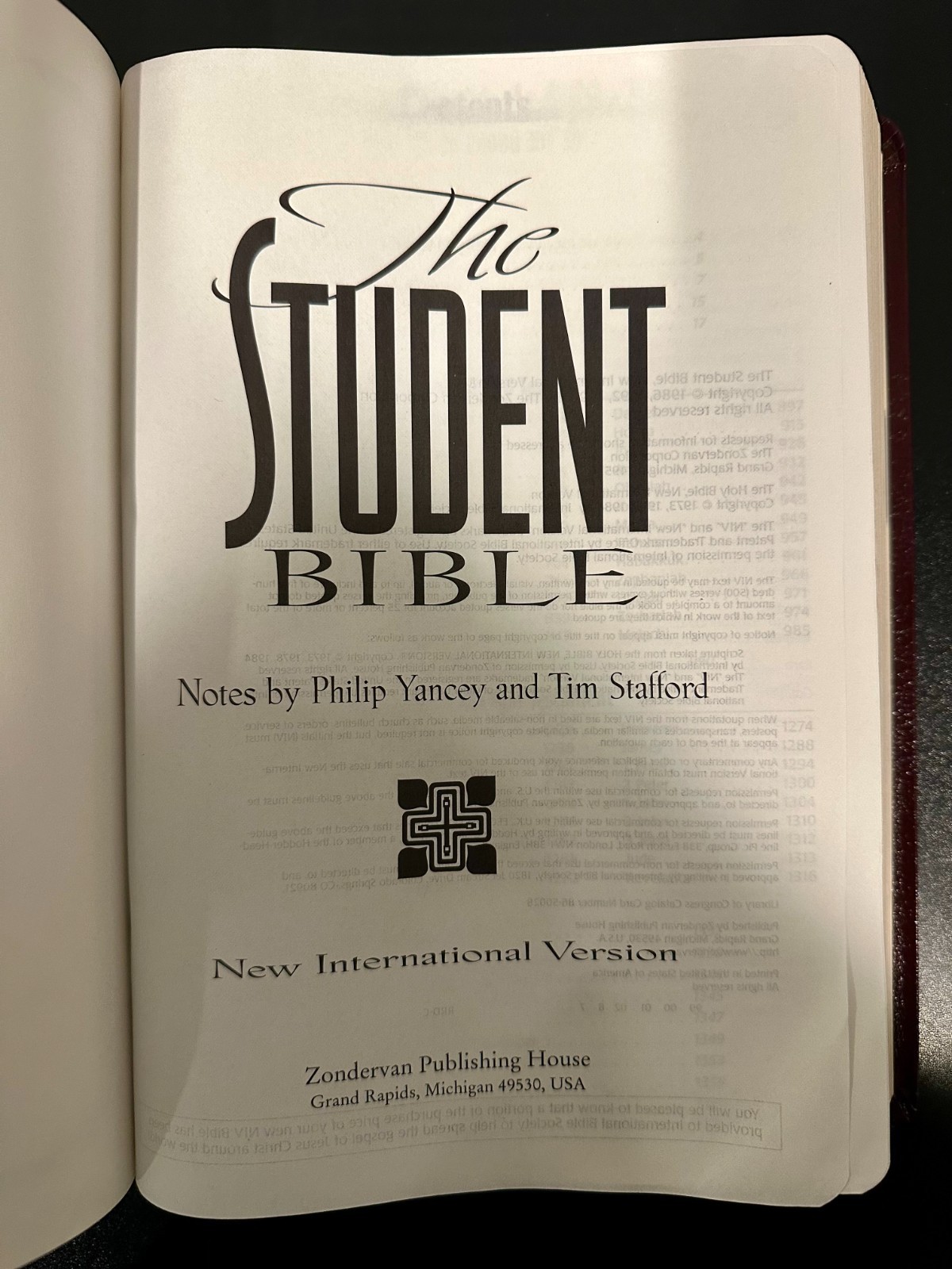 The Student Bible NIV Zondervan (1996, Bonded Leather)