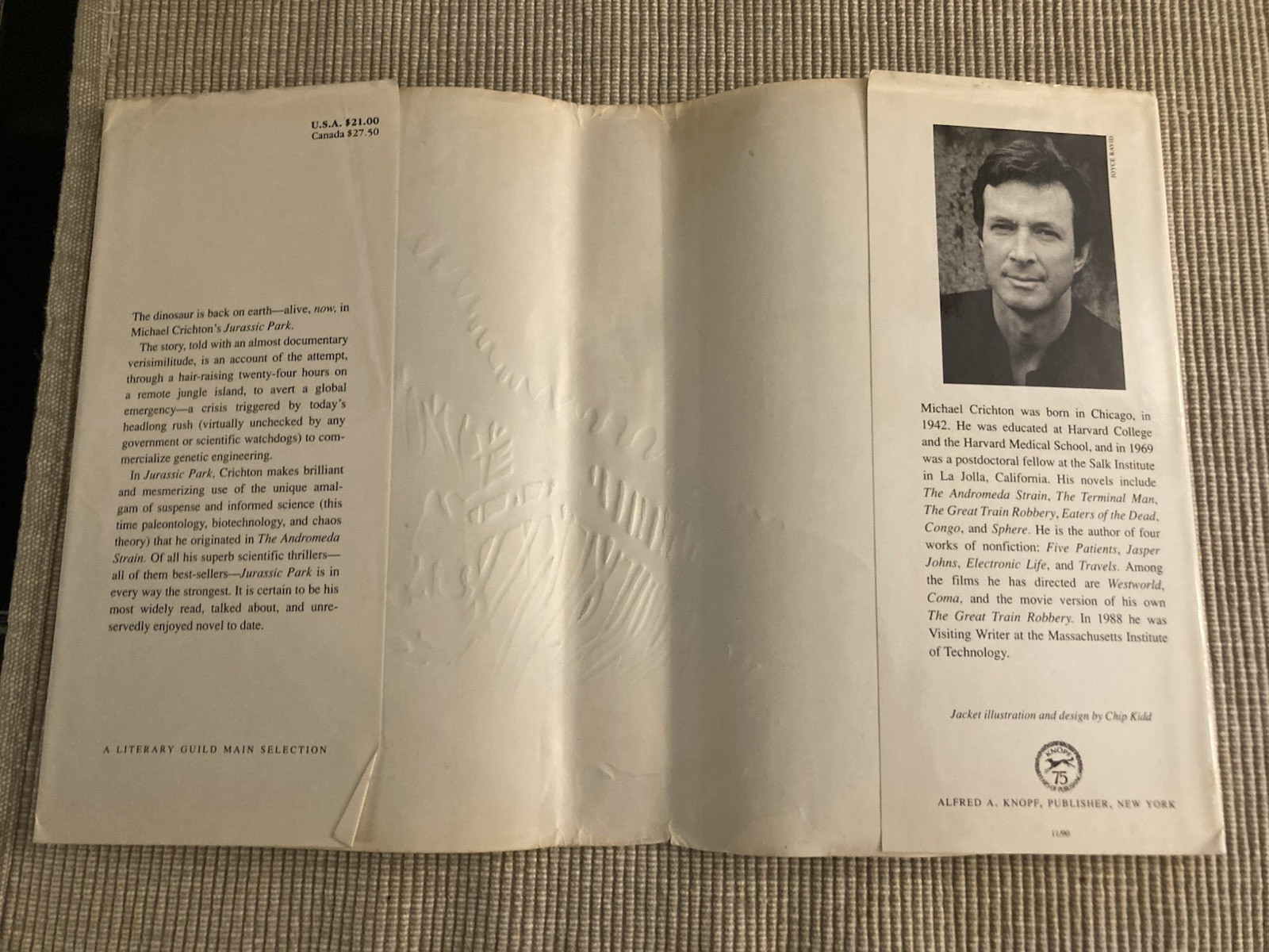 Jurassic Park by Michael Crichton – 1st Edition, 5th Print Hardcover! – GOOD!
