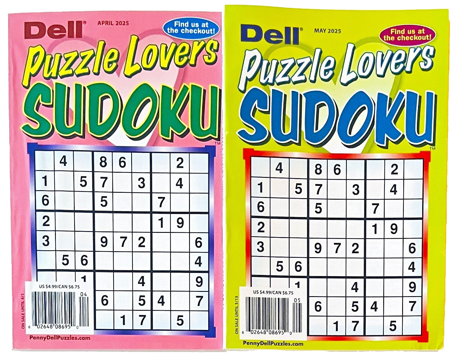 Lot of 2 Dell Sudoku Puzzle Lovers Puzzle Books All Solving Levels!
