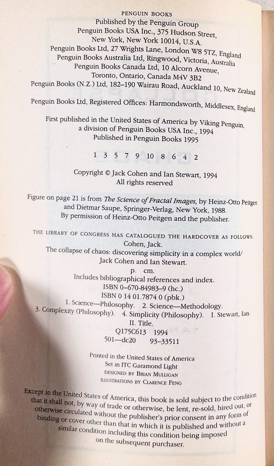 1995 Jack Cohen & Ian Stewart COLLAPSE OF CHAOS Emergence in Nature & Science PB