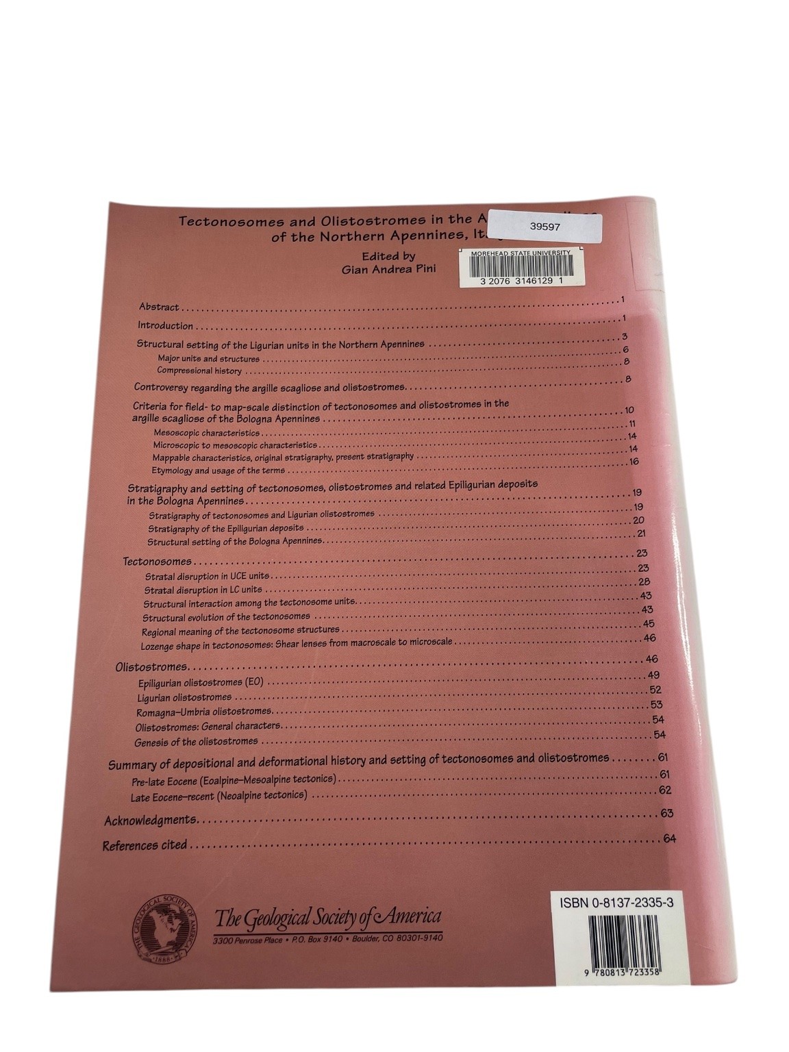 Tectonosomes & Olistostromes Pini 1999 Geology Italy GSA Special Paper 335
