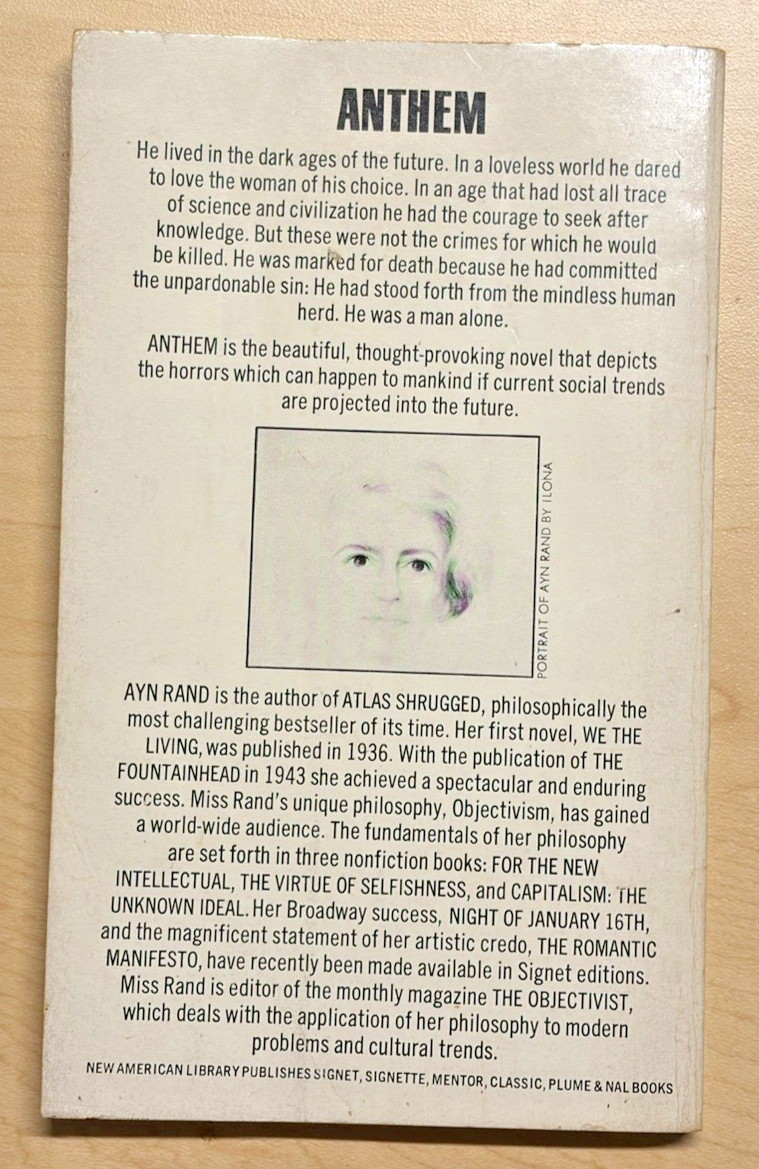 Ayn Rand Vintage Signet Paperback Book Lot of 4 Atlas Shrugged Anthem Fiction
