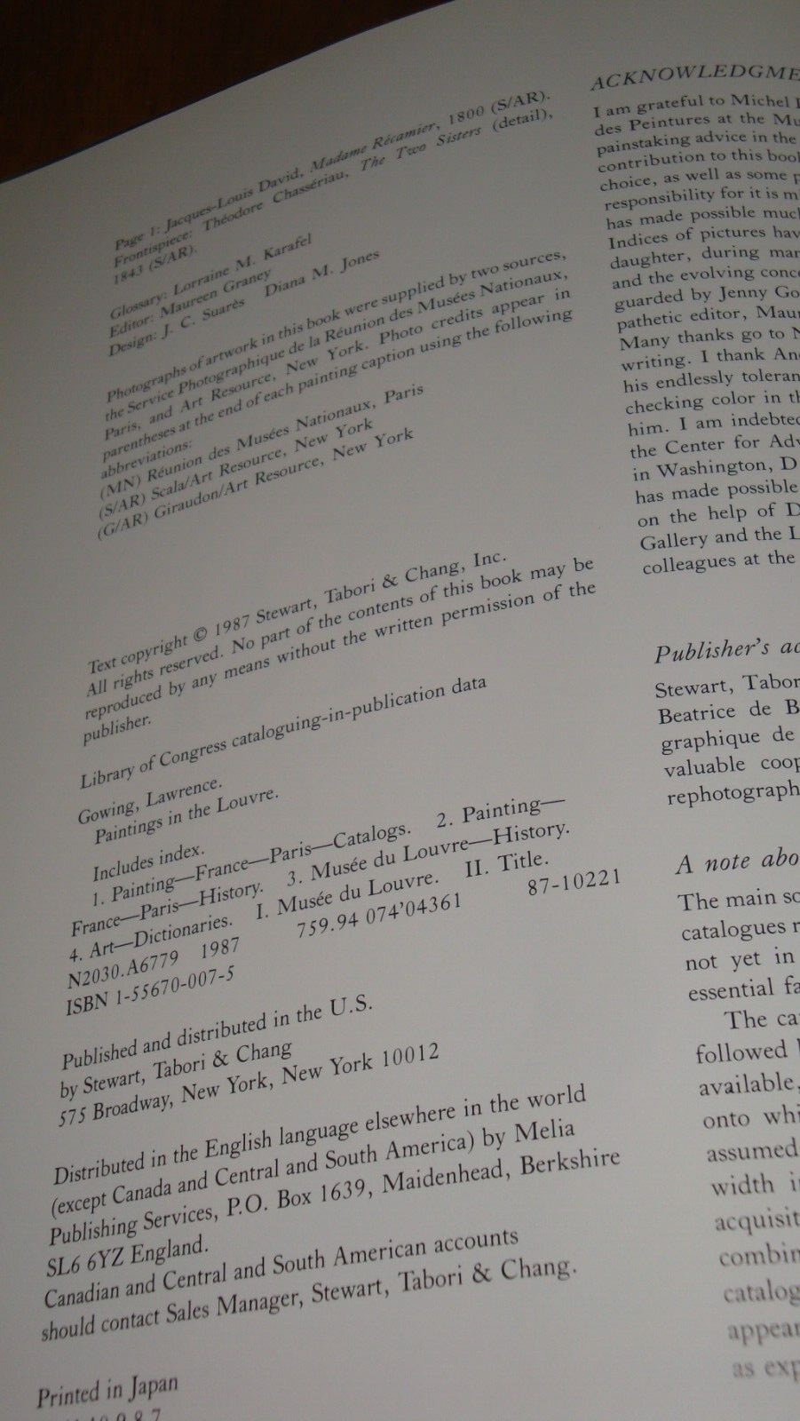 PAINTINGS IN THE LOUVRE LAWRENCE GOWING HARD COVER STEWART TABORI & CHANG