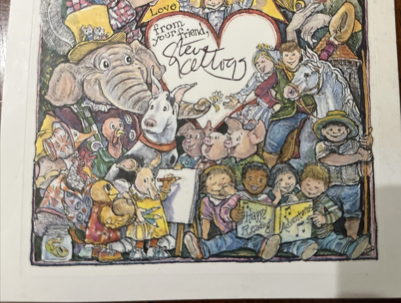 POST CARD/BOOKPLATE * ILLUSTRATED & SIGNED * STEVEN KELLOGG * 1991
