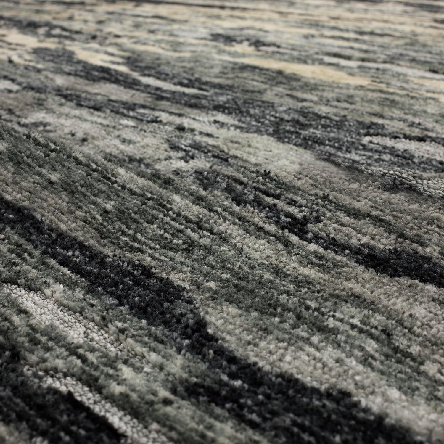 Scott Living Huron Modern Abstract Stripe Charcoal 8′ x 10′ Area Rug