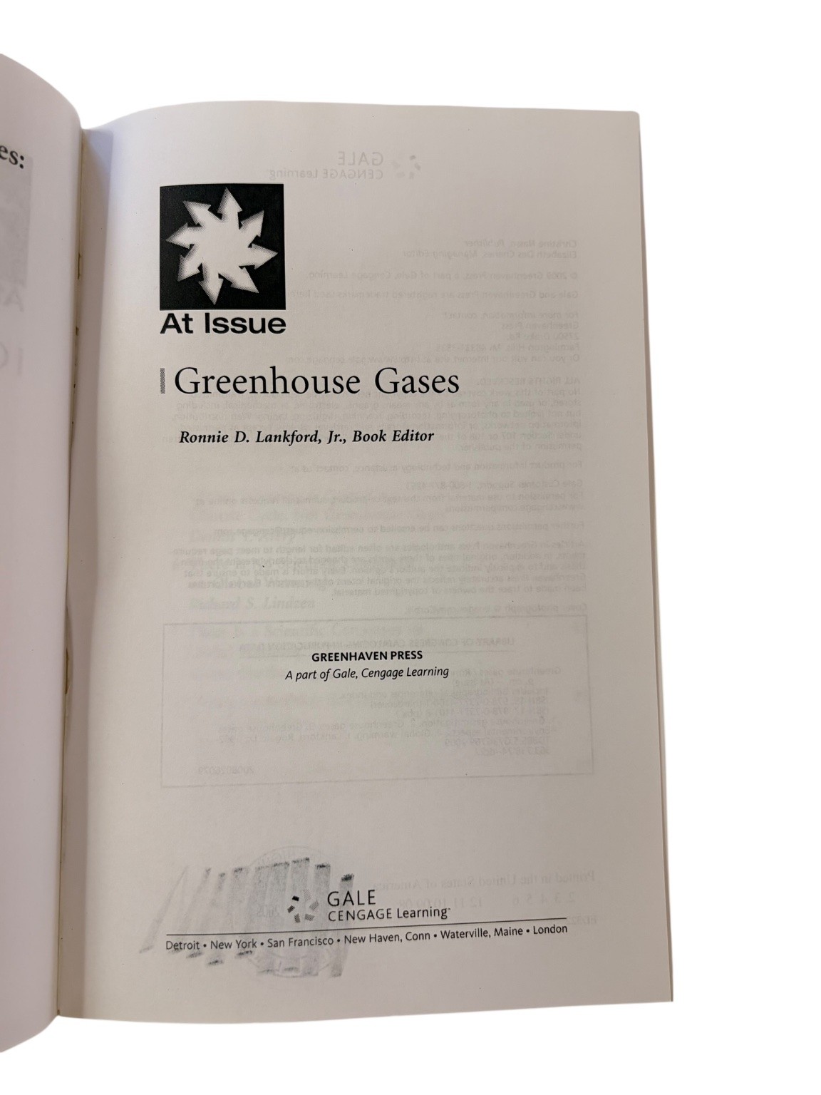 Greenhouse Gases Ronnie D. Lankford Jr. 2009 At Issue Environment Greenhaven