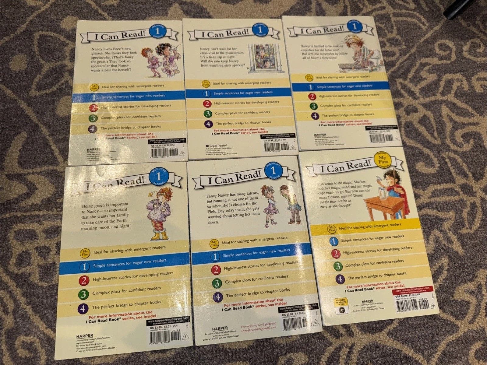 Vintage Fancy Nancy I Can Read Lot 5 Books + JoJo Magic 6pk Level 1