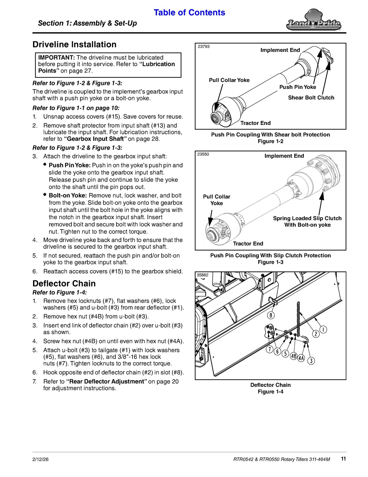 LAND PRIDE RTR05 Series Reverse Rotation Rotary Tillers Operators Manual – BOUND